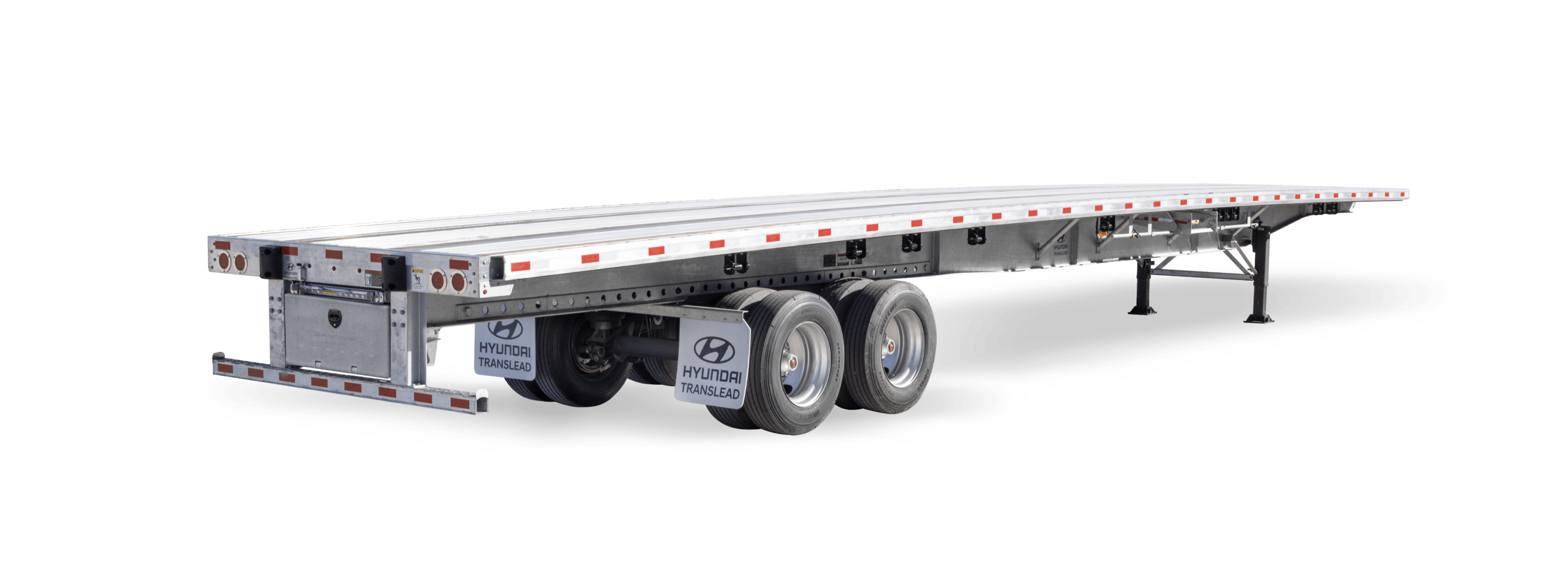 Hyundai Latitude Flatbed trailer by Hyundai Translead, demonstrating hyundai innovation and trailer technology for lightweight strength.
